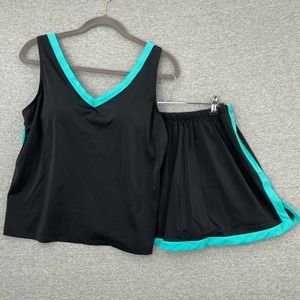 Swimsuits For All Black and Teal Swim Set